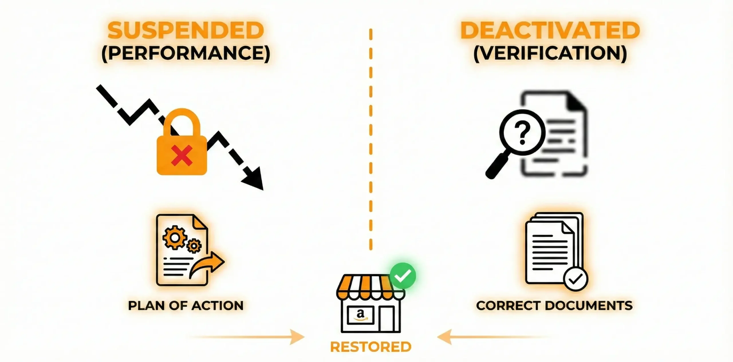 Banner for Amazon Account Deactivated vs Suspended